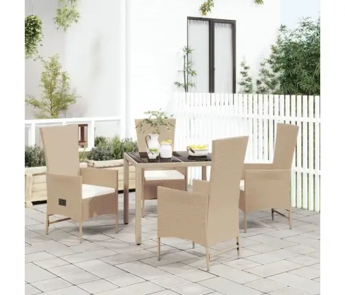 5-Daļīgs Dārza Mēbeļu Komplekts, Matrači, Bēša Pe Rotangpalma Vidaxl