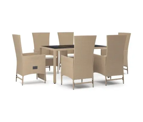 7-Osaline Aiamööbli Komplekt Patjadega, Beež, Polürotang