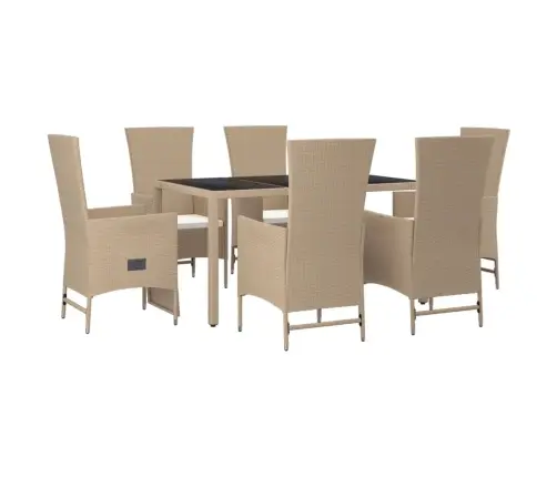 7-Osaline Aiamööbli Komplekt Patjadega, Beež, Polürotang