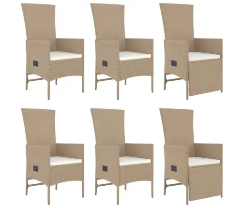 7-Osaline Aiamööbli Komplekt Patjadega, Beež, Polürotang