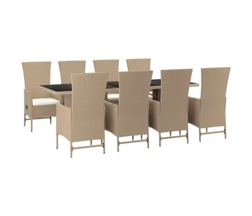 9-Daļīgs Virtuves Mēbeļu Komplekts Ar Matračiem, Pe Rotangpalma Vidaxl