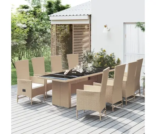 9-Daļīgs Virtuves Mēbeļu Komplekts Ar Matračiem, Pe Rotangpalma Vidaxl