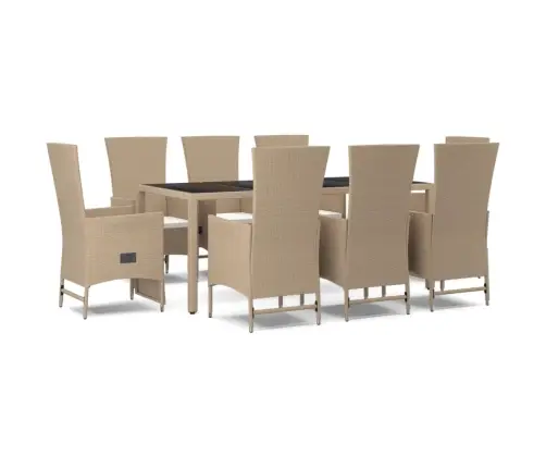 9-Daļīgs Virtuves Mēbeļu Komplekts Ar Matračiem, Pe Rotangpalma Vidaxl