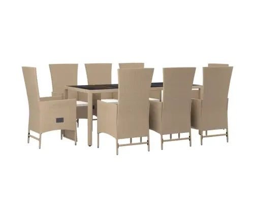 9-Daļīgs Virtuves Mēbeļu Komplekts Ar Matračiem, Pe Rotangpalma Vidaxl