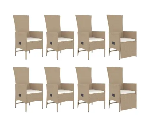 9-Daļīgs Virtuves Mēbeļu Komplekts Ar Matračiem, Pe Rotangpalma Vidaxl