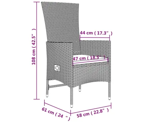 9-Daļīgs Virtuves Mēbeļu Komplekts Ar Matračiem, Pe Rotangpalma Vidaxl