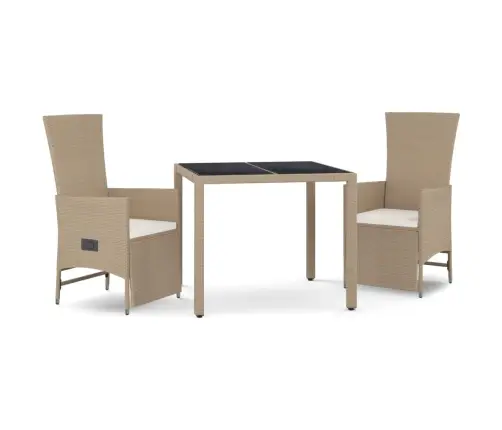 3-Osaline Aiamööbli Komplekt Patjadega, Beež, Polürotang