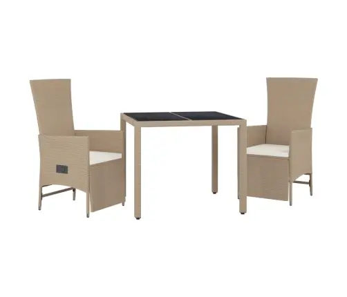 3-Osaline Aiamööbli Komplekt Patjadega, Beež, Polürotang