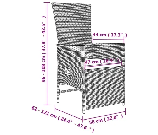 3-Osaline Aiamööbli Komplekt Patjadega, Beež, Polürotang