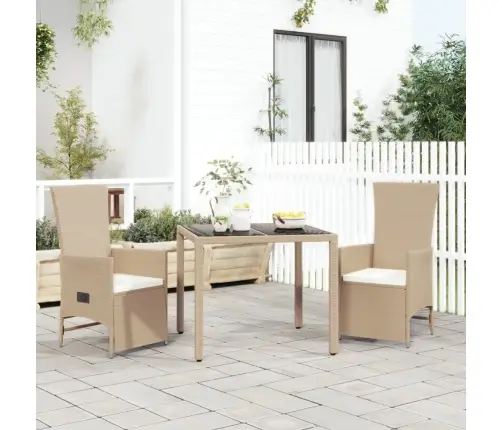 3-Osaline Aiamööbli Komplekt Patjadega, Beež, Polürotang