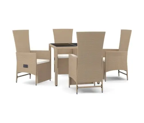 5-Osaline Aiamööbli Komplekt Patjadega, Beež, Polürotang