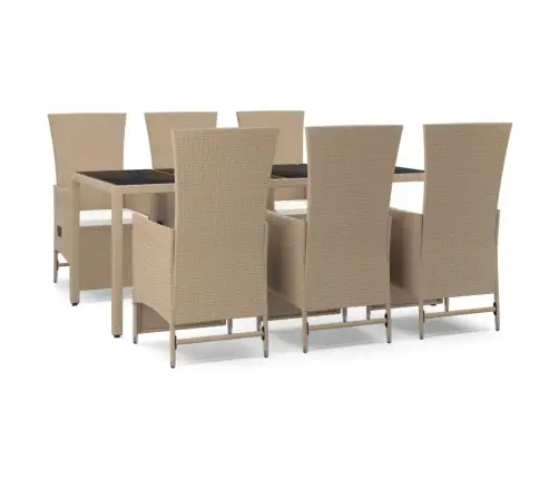 7-Osaline Aiamööbli Komplekt Patjadega, Beež, Polürotang