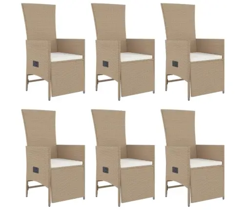 7-Daļīgs Dārza Mēbeļu Komplekts, Matrači, Bēša Pe Rotangpalma Vidaxl