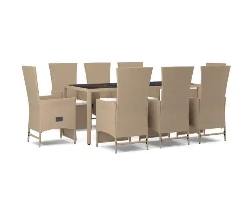 9-Daļīgs Virtuves Mēbeļu Komplekts Ar Matračiem, Pe Rotangpalma Vidaxl