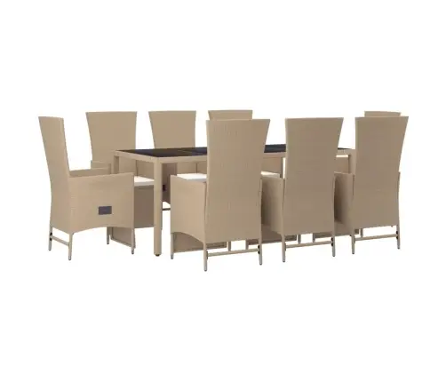 9-Daļīgs Virtuves Mēbeļu Komplekts Ar Matračiem, Pe Rotangpalma Vidaxl