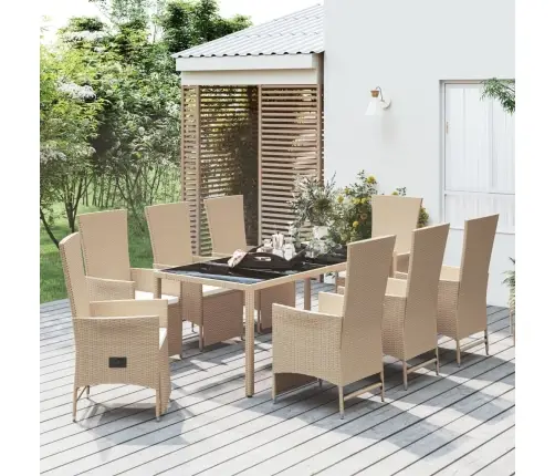 9-Daļīgs Virtuves Mēbeļu Komplekts Ar Matračiem, Pe Rotangpalma Vidaxl