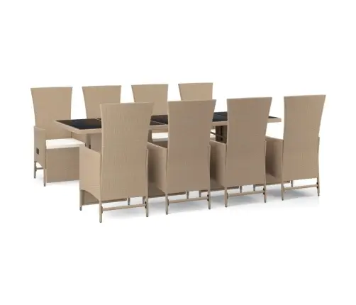 9-Daļīgs Virtuves Mēbeļu Komplekts Ar Matračiem, Pe Rotangpalma Vidaxl