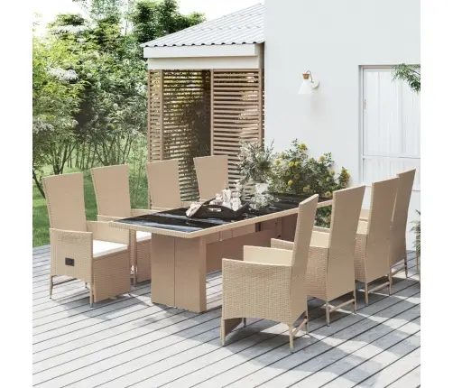 9-Daļīgs Virtuves Mēbeļu Komplekts Ar Matračiem, Pe Rotangpalma Vidaxl