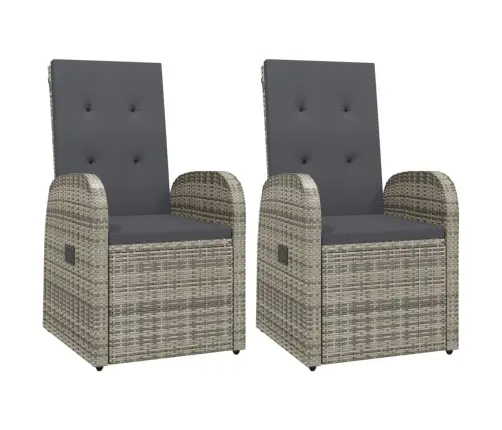 3-Daļīgs Virtuves Mēbeles Ar Spilveniem, Pelēka Pe Rotangpalma Vidaxl