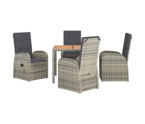 5-Osaline Aiamööbli Komplekt Patjadega, Hall, Polürotang