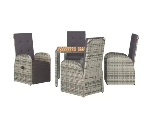 5-Osaline Aiamööbli Komplekt Patjadega, Hall, Polürotang