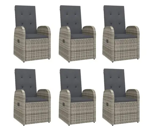 7-Daļīgs Dārza Mēbeļu Komplekts Ar Matračiem, Pelēks, Pe Pinums Vidaxl