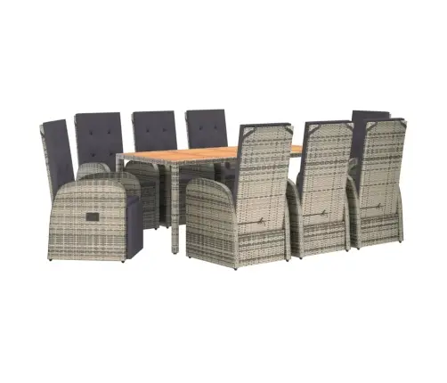 Sodo Komplektas Su Pagalvėlėmis, 9 Dalių, Pilkas, Poliratanas