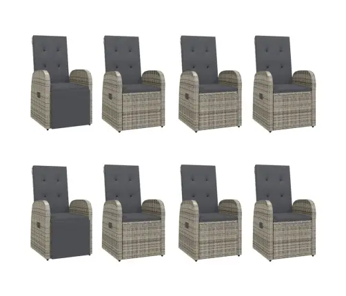 Sodo Komplektas Su Pagalvėlėmis, 9 Dalių, Pilkas, Poliratanas