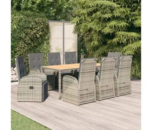 Sodo Komplektas Su Pagalvėlėmis, 9 Dalių, Pilkas, Poliratanas