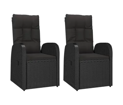 3-Daļīgs Dārza Mēbeļu Komplekts Ar Matračiem, Melns, Pe Pinums Vidaxl