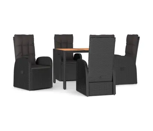 Sodo Komplektas Su Pagalvėlėmis, 5 Dalių, Juodas, Poliratanas