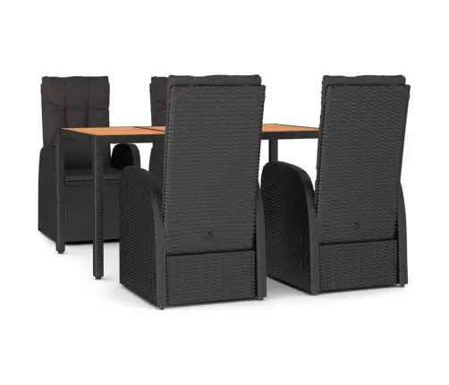 5-Osaline Aiamööbli Komplekt Patjadega, Must, Polürotang