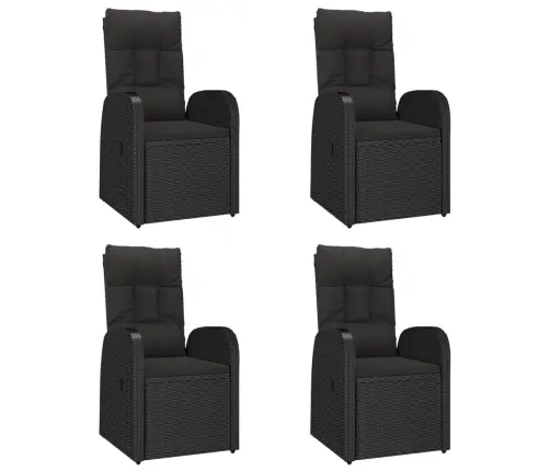 5-Osaline Aiamööbli Komplekt Patjadega, Must, Polürotang