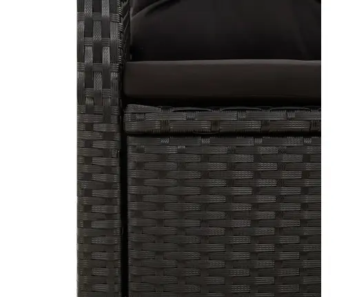 7-Osaline Aiamööblikomplekt Patjadega, Must, Polürotang