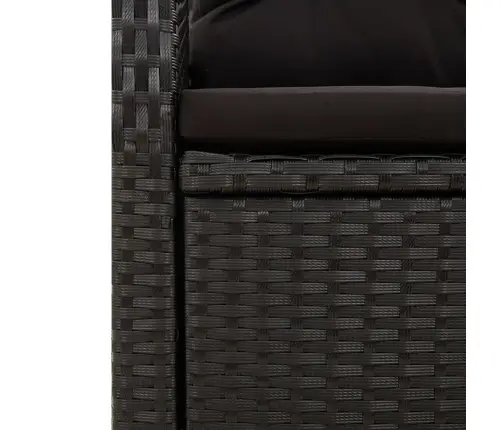 7-Daļīgs Dārza Mēbeļu Komplekts Ar Matračiem, Pe Pinums, Melns Vidaxl