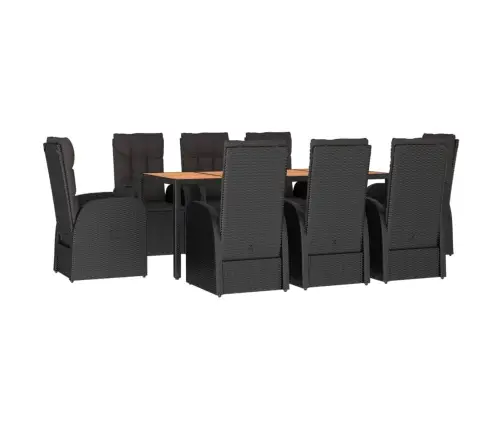 9-Osaline Aiamööbli Komplekt Patjadega, Must, Polürotang
