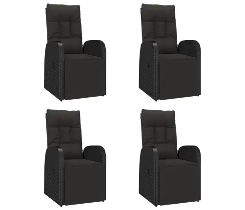 5-Osaline Aiamööbli Komplekt, Must, Polürotang Ja Akaatsiapuit