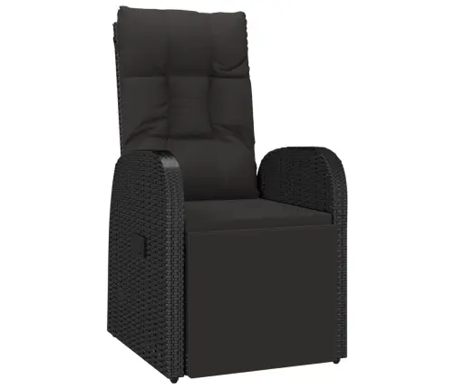 5-Osaline Aiamööbli Komplekt, Must, Polürotang Ja Akaatsiapuit