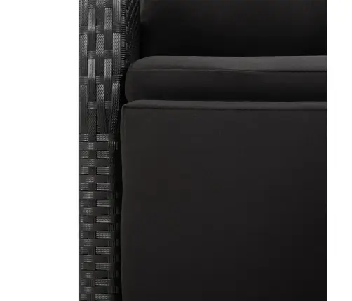 5-Osaline Aiamööbli Komplekt, Must, Polürotang Ja Akaatsiapuit