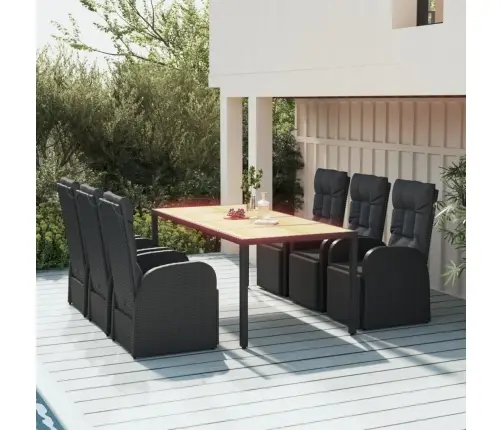 7-Daļīgs Dārza Mēbeļu Komplekts, Pe Rotangpalma, Akācijas Koks Vidaxl