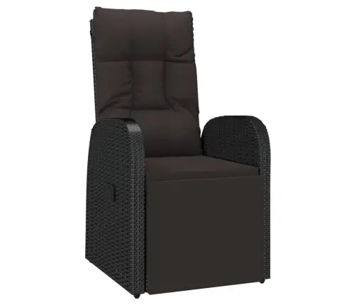 2-Osaline Aiamööbli Komplekt, Must, Polürotang Ja Akaatsiapuit