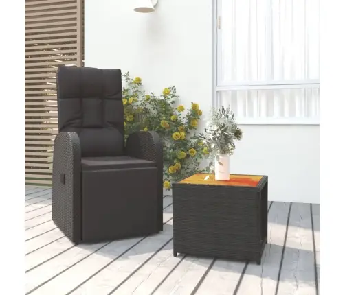 2-Osaline Aiamööbli Komplekt, Must, Polürotang Ja Akaatsiapuit