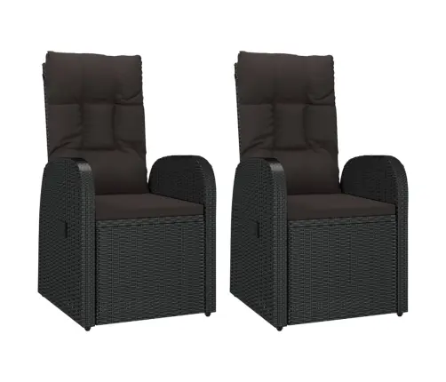 3-Daļīgs Dārza Dīvānu Komplekts, Pe Rotangpalma, Tērauds, Melns Vidaxl