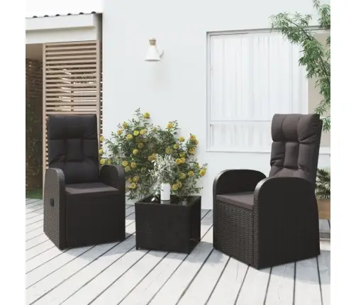 3-Daļīgs Dārza Dīvānu Komplekts, Pe Rotangpalma, Tērauds, Melns Vidaxl