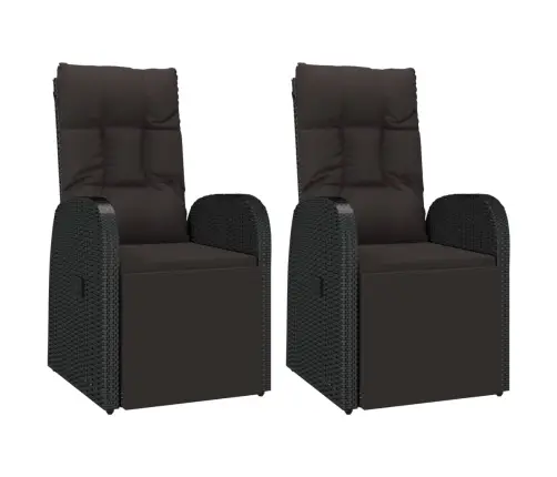 3-Daļīgs Dārza Atpūtas Mēbeļu Komplekts, Pe Rotangpalma, Melns Vidaxl