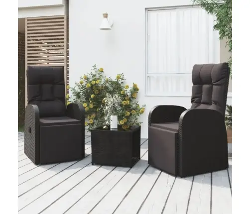 3-Daļīgs Dārza Atpūtas Mēbeļu Komplekts, Pe Rotangpalma, Melns Vidaxl