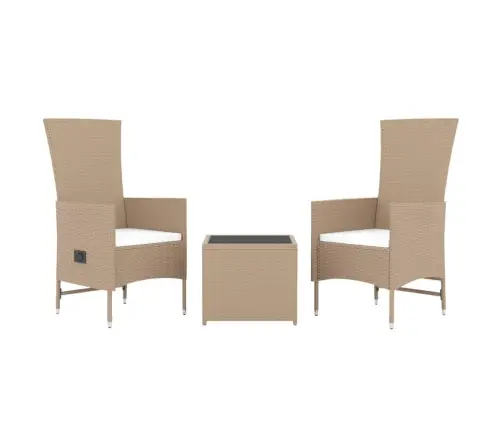 3-Daļīgs Dārza Atpūtas Mēbeļu Komplekts, Pe Rotangpalma, Bēšs Vidaxl