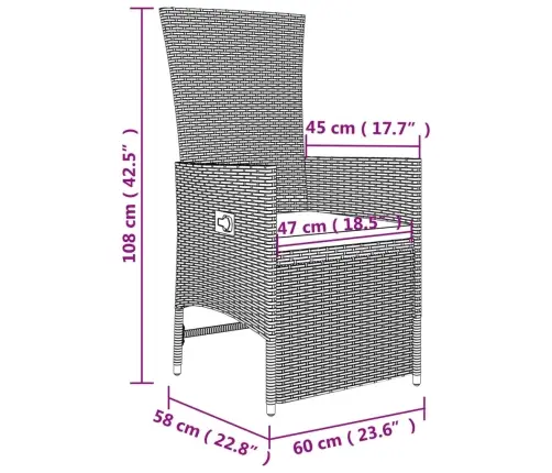 3-Osaline Aiamööbli Komplekt, Beež, Polürotang Ja Teras
