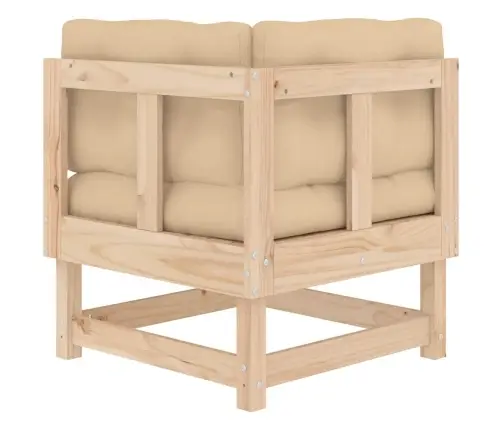 Kampinė Sofos Dalis Su Pagalvėlėmis, Pušies Medienos Masyvas