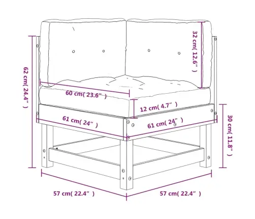 Kampinė Sofos Dalis Su Pagalvėlėmis, Pušies Medienos Masyvas